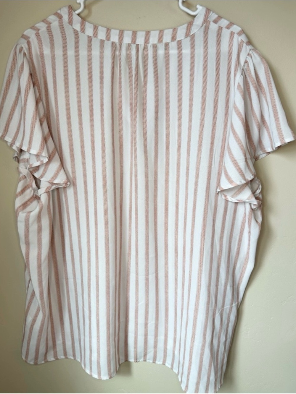 Maurices 2X Orange White Striped V Neck Blouse ⭐ 5 FOR $25 ⭐ - Picture 2 of 5